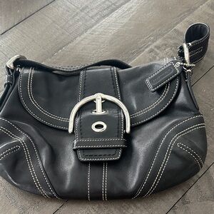 Coach Black Shoulder Bag with Silver Accents